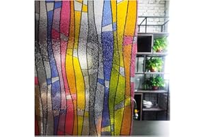 LAVOUP Window Film Privacy Static Cling Stained Glass Film 3D Decorative Colorful Removable Glass Window Sticker Heat Insulation Vinyl Window Foil for Home 17.5 X 78.7 Inch