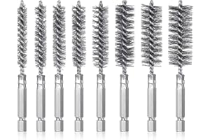 RUMITPAN Drahtbürste Edelstahl Zylinder Heizkesselbürste Lochbürste, 8 Stück Rohrbürste Reinigungsbürste mit Gedrehtem Draht, Bohrlochbürste Drahtbürste Rund Ofenrohrbürste Kesselbürste Stahlbürste