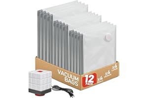 Vacbird Vacuum Storage Bags, 12 Pack Reusable Space Saver Bags with Electric Air Pump for Clothes