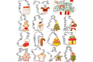 Emporte Pieces Noel en Acier Inoxydable 14 pcs, Fiambrera Emporte-pièces Noël, Moule à Biscuits Pâtisserie, Forme de Père Noël, Arbre de Noël, Bonhomme en Pain D'épice
