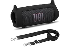 Khanka do JBL Flip 7 Silikonowe etui ochronne z odpinanym paskiem, miękki futerał na przenośny głośnik Bluetooth JBL Flip 7, tylko etui (czarny)