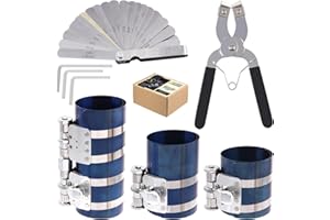 Mardatt 8-teiliges 3“ 4“ 6" Kolbenring-Kompressor-Werkzeugset mit Kolbenringzange und Edelstahl-Fühlerlehre, Kolbenring-Kompressor-Werkzeug für GM-Automotoren