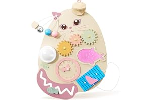 Ovshnrr Busy Board Tableau Activité Montessori Conseil d'activité sensorielle Jouets en Bois pour Les Tout-Petits