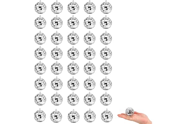 40 stycken diskokula dekoration, spegelkulor, diskokula, liten discokula för flera scenarier, discokulor för bröllop, födelsedagsfest, dekoration, ljuseffekt (silver-1)