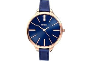 Sekonda Ada 39mm Women's Quartz Watch Three Hand with Stone Set Sunray Dial Analogue Display and Leather Strap
