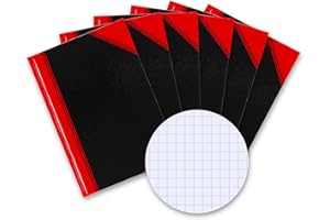 Bantex Notizbuch A5 kariert, 192 Seiten, 70 g/m², Hardcover, schwarz, 6 Stück