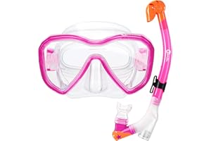 Dorlle Máscara de Buceo para niños Juego de Buceo Máscara de Snorkel con Premium de 3 Canales y Gafas de Buceo antifugas y antivaho Juego de Snorkel Profesional