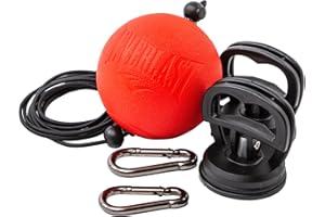 Everlast Powerlock Double End Reflex Ball – Balle réflexe Moyenne, Hauteur/Tension réglables, Installation Facile pour entraînement de Boxe