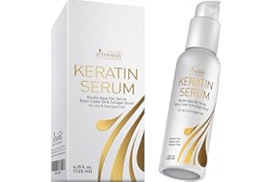 ‎VITAMINS HAIR COSMETICS Vitamins Haar Serum Keratin Haarpflege - Biotin, Kollagen und Castor Oil Anti Frizz Haarserum - Kokosöl Hitzeschutz Finish Protein Treatment für kaputte trockene Haare