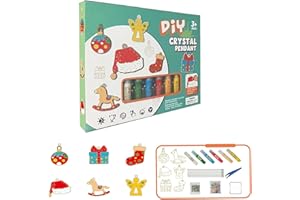 Yeria Kristallklebemalerei Weihnachtlich, DIY-Kristallfarben-Kunst- und Bastelset Weihnachten, Fensterkunst für Sonnenfänger-Bausätze, Bake-Free Crystal Color Glue Painting Pendant