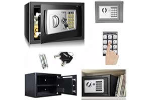 7SEVENJOKERS Mini Tresor für Zuhause 8.5L Tresor Feuerfest Wasserdicht Elektro Safe Mit Notschlüssel Home Office Safe Wandmontage Für Bargeld Medikamente Schmuck, Schwarz-8.5L