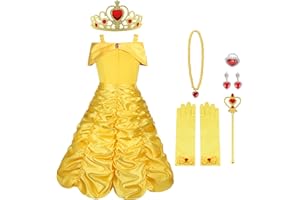 Vicloon Elsa Princesse Robe/Deguisement de la Belle et la Bête/Cape à Capuche Costume pour Cosplay Mariage Carnaval Fête d'anniversaire -Bleu, 6 Différents size