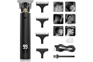 ‎HUSGW Haarschneidemaschine Profi, Bartschneider Männer Rasierer Herren Elektrisch, Haartrimmer Barttrimmer Konturenschneider Haarschneider Trimmer für Männer mit 4 Kamm und LED Anzeige