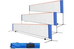 LIFERUN Rete da Badminton, 4m / 5m Rete da calcio Tennis Rete da Allenamento per Rete da pallavolo Portatile, altezza regolabile da 89 cm a 155 cm, Interni ed Esterni