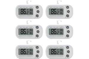 GOEDCH 6-pack digitala minikylskåpstermometrar med krokar, vattentäta kökstermometer inomhus LCD