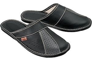 ESTRO Chaussons Hommes Pantoufle Chausson Homme Cuir Mules Pantoufles M44