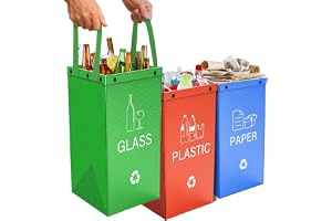 Mülltrennsystem für Küche Mülleimer 3 fächer, für Innen und Außen zum Trennen von Papper Plast och Glas Pfandflaschen Sammelb
