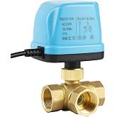SWAWIS Motorized Valve 3-Way Solenoid DN25 1 Inch AC 230V | Brass Electric Ball Valve, Blue
