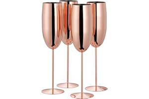 OS OAK & STEEL ENGLAND Oak & Steel - 4 Flûtes À Champagne En Acier Inoxydable, 285 Ml - Rose Gold Pack De Verres À Vin Pétillant