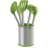 BRA Prior | Set of 5 Kitchen Utensils | Food Safe, Stainless Steel, Green, 14.5 x 15 x 37.5 cm