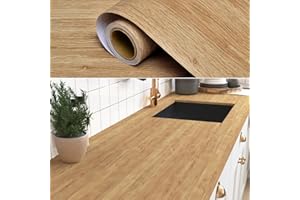 WECREATEMORE Large Wood Vinyl Wrap for Kitchen Worktop Vinyl Covering, Wood Effect Vinyl Self Adhesive Wallpaper, Thick Waterproof Contact Paper Self Adhesive Vinyl Wrap for Kitchen Cupboards Furniture Stickers