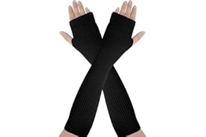 AUYAO Guanti Senza Dita Scaldapolsi in Cashmere, Guanti Lunghi Senza Dita in Cashmere Manicotti da Donna, Guanti Lunghi da Donna Elasticizzati Senza Dita Lavorati a Maglia Inverno