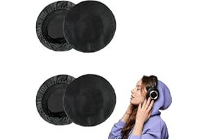 CAISYE 2 Paia di Copri Auricolari in Tessuto Flessibile, Compatibili con Cuffie On-Ear Da 2.3" a 3.4" Pollici, Lavabili, Protezione Duratura e Antipolvere, per Solo Pro, Solo3, Wh-Xb700 e Altri Modelli, Nero