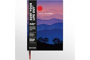 Ohh Deer Daily Planner Notebook A5 - To Do List Notebook - 288 Page Undated Organiser Planner - Hourly Planner, Notes Page - A5 2024 Diary for New Job, Home or University - Sunset Mountains