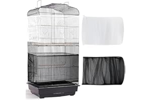 VZUHSW Copertura per Gabbia,2 coperture universali per Gabbie per Uccelli, Copertura in Rete, per pappagalli Regolabili, Rete Morbida in Nylon, per Gabbie per Uccelli(Nero,Bianco