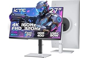 KTC 4K Gaming Monitor 27 Inch | Dual Mode 4K@160Hz / FHD@320Hz Seamless Switching | Fast IPS Panel | 1ms Response Time | HDR400 | Adaptive Sync | 125% sRGB, 97% DCI-P3, ΔE<2 | USB C 90W | KVM | White