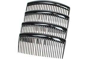 4 Pack of Large 9cm Plain French Side Hair Combs Slides Grips Clips Hair Accessories for Women Girls by Glitz4Girlz (Black)