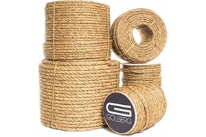 GOLBERG G Twisted Manila Hemp Rope (1/4 Inch x 100 Feet) - Thick Heavy-Duty Rope