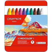 Caran D'Ache Neocolor I – Crayons De Cire, Lot De 10 – Couleurs Variées, Format 10 Cm X 8 Mm