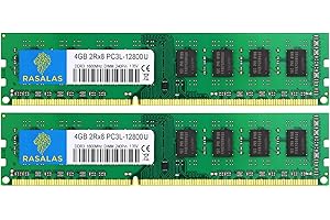 Rasalas PC3L-12800U 8GB Kit (2X 4GB) DDR3 1600 Ram 8GB PC3L 12800 DDR3 8GB 2Rx8 DDR3 Udimm 1.35V CL11 RAM Memory for Desktop