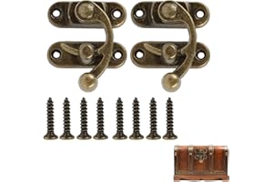ECEOTHSY Pestillo Gancho Cerrojo Antiguo Vintage 42mm x 36mm - Cierre Derecho con Brazo Giratorio, Aleación de Zinc con Acabado en Bronce, 2 Unidades con Tornillos Incluidos cerrojo armario para puertas