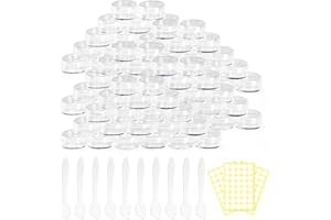 LOOHAOC 100 Tarros de Crema Vacíos de 3g/3ml con Tapa de Rosca,Pequeños Tarros de Muestra,Botella de Viaje,Recipiente para Muestras Líquidas,Crema en Polvo(Transparente)