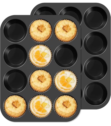 Stampo Mini Muffin In Silicone Con Raschietto E Pennello - 2 Teglie Antiaderenti Da 24 Alveoli, 33x22x2.5 Cm, Blu - 3