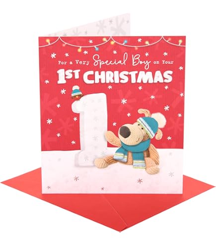 Biglietto Di Natale Hunts England Per Il Primo Natale Di Un Bambino – 'Merry 1st Christmas Baby Boy' Con Busta