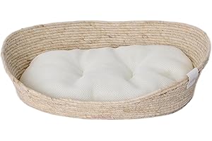 Dehner Premium Lovely Kuschelbett Tiefer Schlaf, 58 x 48 x 18 cm, Naturmaterial/Plüsch, weiß/beige