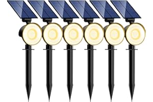 nipify Lampe Solaire Extérieur Jardin Lot de 6, Spot Solaire Exterieur Puissant 53 LED/3 Modes, Étanche Réglable Lumiere Solaire pour Allée Chemins Murale[Blanc Chaud]