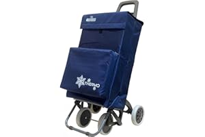 VACAVACA Carro de Compra Plegable con Bolsa Térmica, 4 Ruedas de Alta Resistencia (Azul Marino, 40 litros)