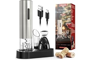 ASSARK Korkenzieher Elektrisch,Weinflaschenöffner Set, Automatischer Flaschenöffner,Korkenzieher Wein mit Folienschneider,6-in-1 Geschenkidee Weinflaschenöffner,USB-Kabel, Vakuumpumpe und Weinausgießer