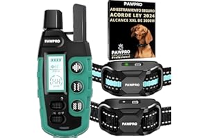 PAWPRO Collar de Adiestramiento para Perros de Todos los Tamaños | Alcance XXL de 3000 Metros | Cumple con la Ley de Bienestar Animal 2024 | 3 Modos: Sonido, Vibración, Boost Vibración (2 Collares)