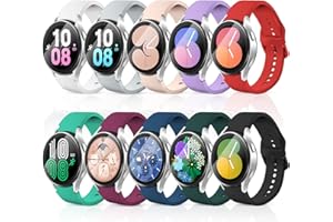 aceyoon 10 Pack Bracelet Montre 20mm Sport Compatible avec Samsung Galaxy Watch 6/5/4 40mm 44mm/Watch 5 pro 45mm, en Silicone Soft pour Galaxy Watch 6 Classic 43mm 47mm, Femme et Homme