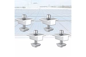 DINSONG 4 Pieces Solar Panel Mounting Bracket, Solar Panel Bracket Centre Clamps End Clamps 30 mm Kit, Adjustable Aluminium Alloy T-Shaped Module Solar End Clamps, Solar Panel Clamp for Mounting Photovoltaic