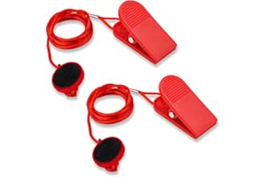 Tinoaly Pack of 2 Universal Treadmill Magnetic Safety Key, Round Large Treadmill Key, Plastic Replacement Magnetic Safety Switch, Treadmill Key, Treadmill Emergency Magnet, Treadmill Accessories (Red)
