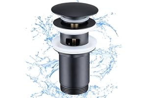 Piletta HOMELODY Nero Opaco Con Troppopieno, Valvola Di Scarico Universale Per Lavabo, Piletta In Ottone Per Lavabo/Lavello