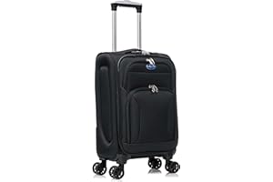 Aerostar Carry-on 20" Lightweight Soft Expandable Suitcase, Hand Luggage 4 Wheels & Combination Lock, 55x35x20cm | Accepted All Airlines easyjet, RyanAir, British Airways (Black, 32 litres)
