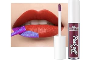 SHENGQIALUN Matte Peel Off Lip Stain, Lip Tint Peel Off, Lip Stain Peel Off, Non-Stick Cup Tattoo Color Lip Gloss, Waterproof Long Lasting Glossy Lipstick Lip Makeup for Women Girls (Dark Red)