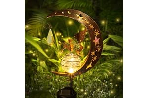 CECOMBINE Mond Solarleuchten Garten im Freien, Freien Solarlampe für Außen Deko Terassendeko mit Blumenfee Figuren Wasserdichte Solarlampe Gartendeko für Außen Draußen Terrasse, Hof Rasen, Weihnachten Deko